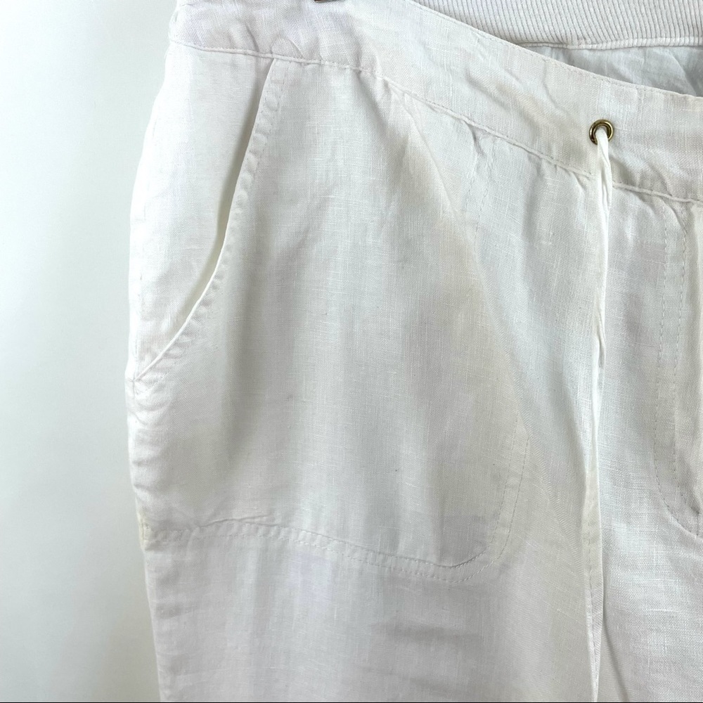 Charter Club White 100% Linen Wide Leg Full Length Drawstring Pants Sz 1X - Picture 6 of 12
